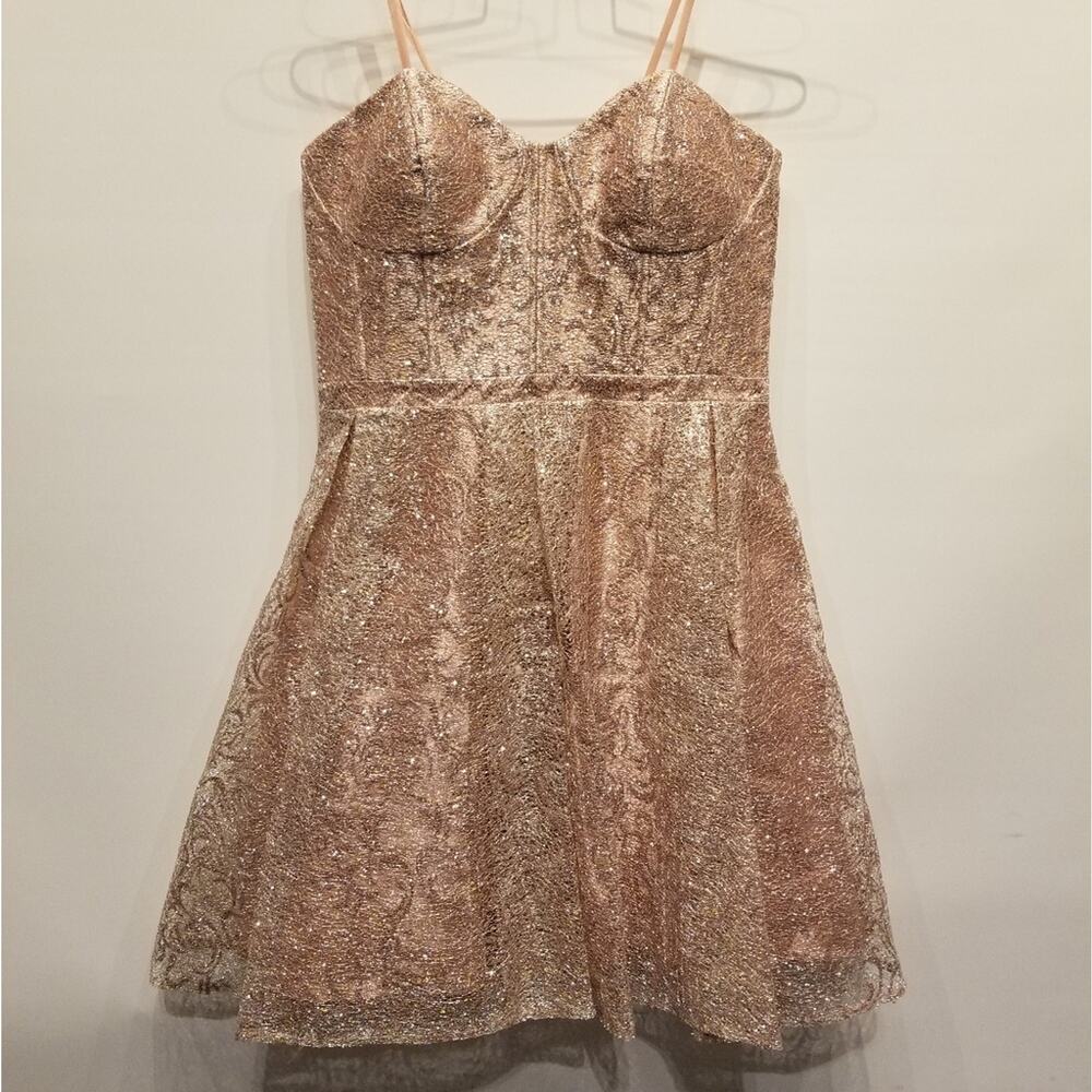 Gb NEW Rose Gold Short Dress Comfortable Strapless Sleeveless Dress Women Size11